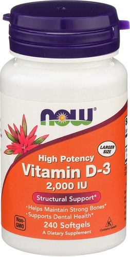Vitamina D3 2000 Iu Now 240 Capsulas Blandas