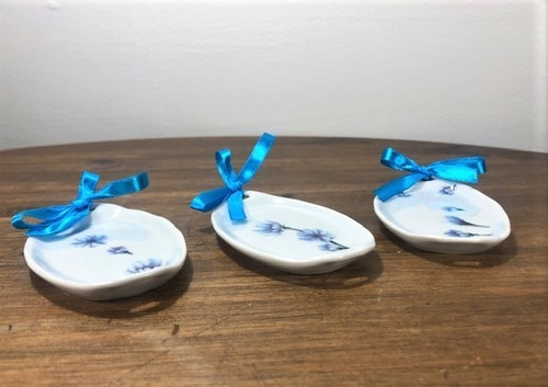 Kit 3 Mini Bandeja Porcelana Porta Anel Natal