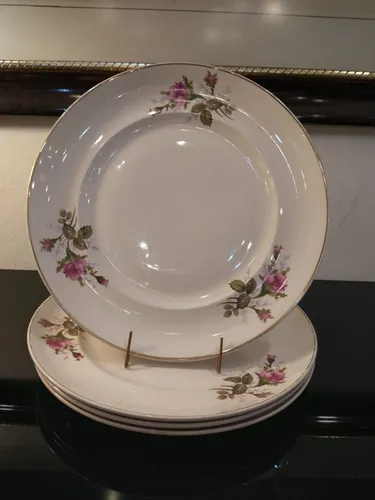 Antiguo Juego 4 Platos Playos Porcelana Americana Hartford