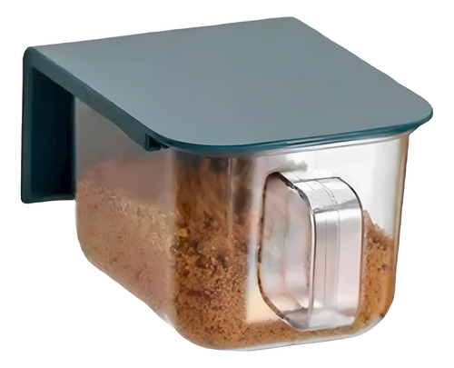 Contenedor Hermetico De Cocina Para Pared Mesada + Cuchara Azul Acero