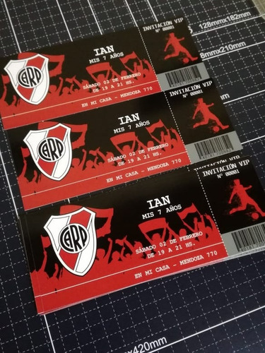 Tarjetas De Invitación Estilo Ticket Boca River Imprimibles