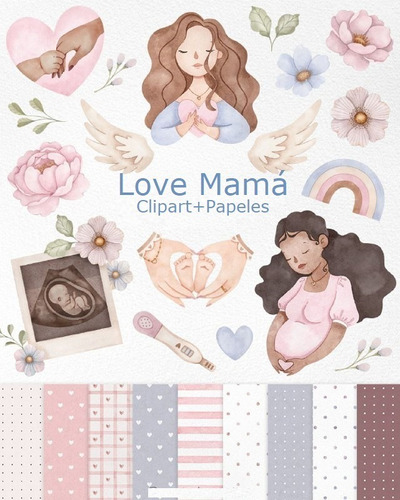 Kit Imprimible Digital-clipart+papeles-love Mamá #n