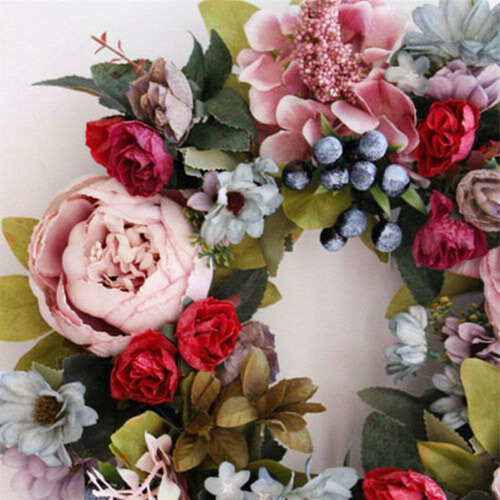 Corona Retro De Peonía Con Raíz De Loto, Flor De Seda, Decor