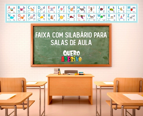 Imagem 1 de 2 de Faixa Alfabeto Educacional Lona Ou Adesivo - 1,50x0,21m