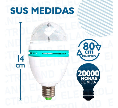 Imagen 5 de 10 de Lampara Led 220v Color Rgb Giratoria Luces Efectos Fiestas