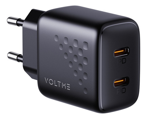 Carregador Rápido Duplo Usb-c 20w Pd Revo Lite Duo Voltme Cor Preto