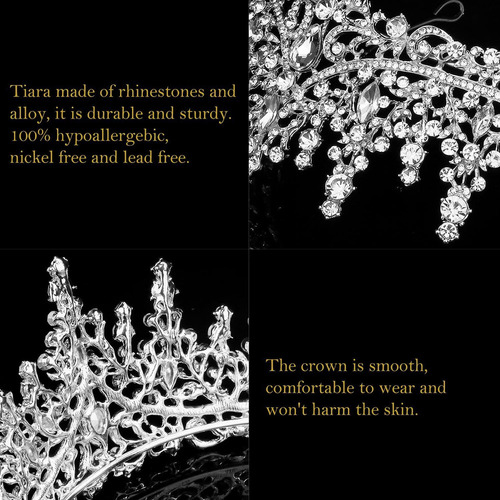 Cocide Tiara Y Corona De Plata Para Mujer, Corona De Cristal