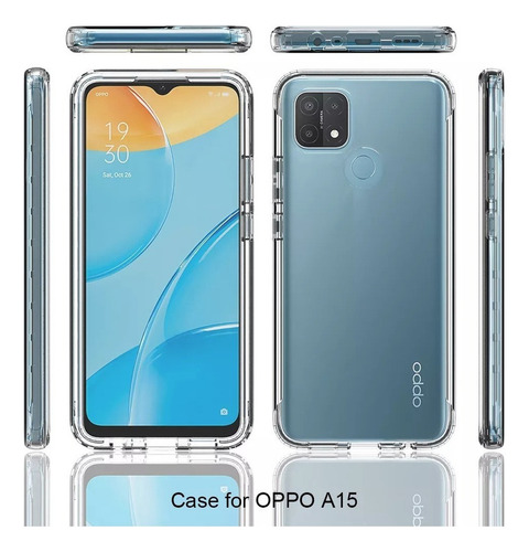 Funda 2 En 1 Uso Rudo For Modelos Oppo Bicolor Transparente