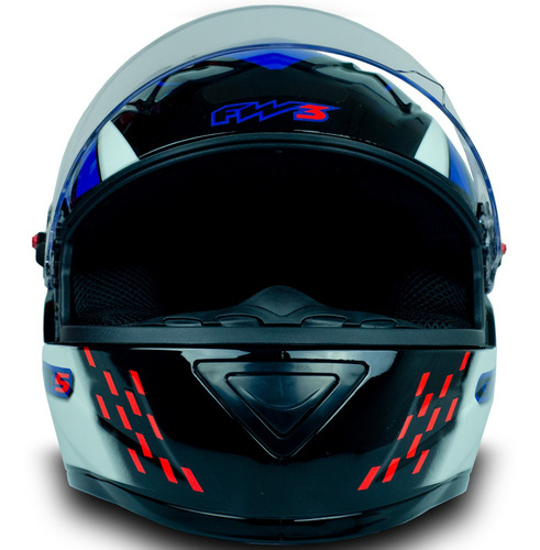 Imagem 3 de 6 de Capacete Fechado Moto Gt5 Azul Vermelho C Narigueira Tam 60