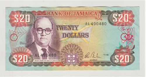 Billete Jamaica 20 Dólares Enero 1985 (c85)