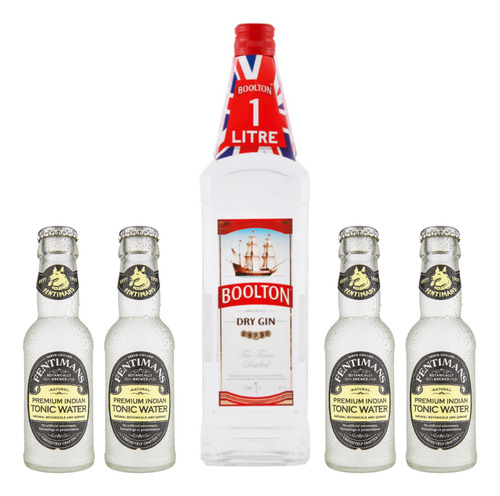 Pack Gin Boolton Dry 40° 1000cc + 4 Fentimans Tonic Water