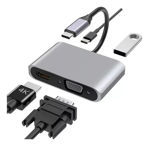 Adaptador Usb Tipo C A Hdmi Vga Convertidor De Vídeo 4k