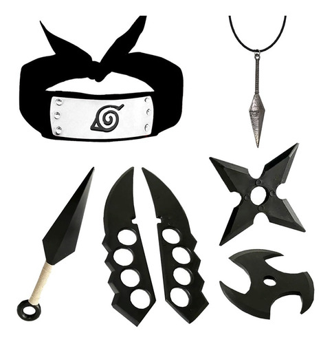 Bandana Naruto, Kunai, Shuriken, Cuchillas Y Collar