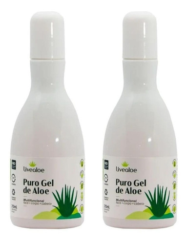 Kit 2x Gel Aloe Livealoe Babosa Pós Sol 100% Natural 210ml 
