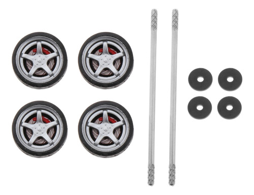 4 Piezas Llantas De Cubo De 11mm Y Neumáticos De Goma Set