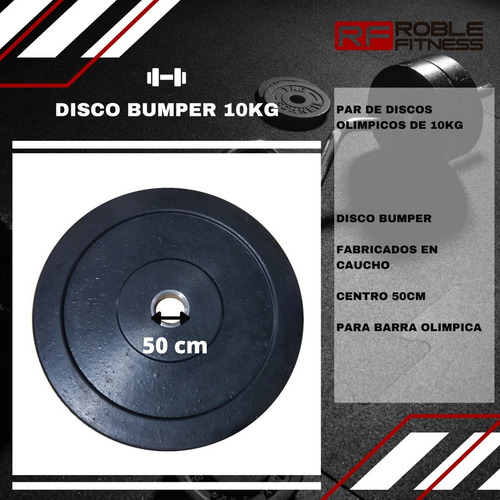 Imagen 6 de 10 de Combo 30kg Disco Bumper 5kg + 10kg Discos Olimpicos Caucho