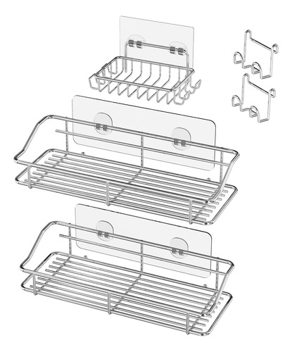 Cesta De Ducha Ganchos Jabonera Estante Champú Acondic...