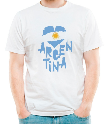 Remera Blanca Argentina Paises Ciudades Hombre Mujer Niños