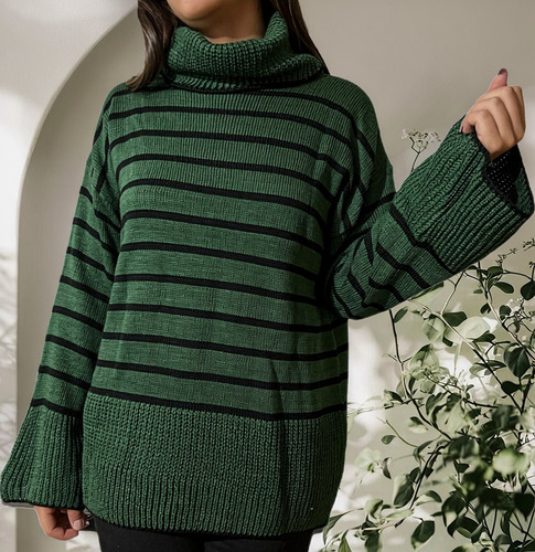 Sweaters Polera Mujer Mangas Oxford Abarcas Hasta Un 5/6