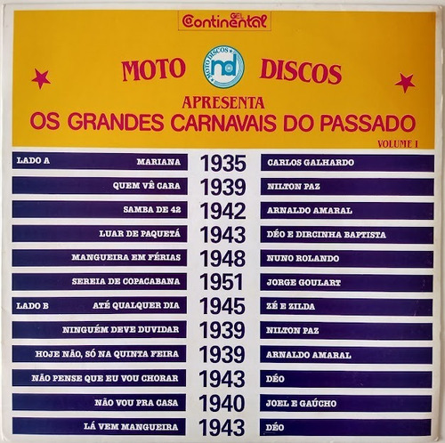 Vinil Lp Disco Moto Os Grandes Carnavais Do Passado Vol 1 Ex