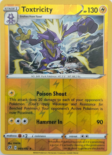 Pokémon Tcg Toxtricity 069/192 Reverse