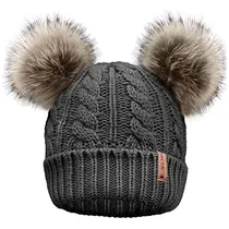 Comprar Gorro De Punto Trenzado Con Pompones Para Mujer