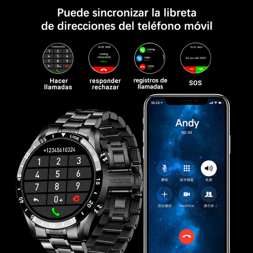 Lige Sport Bw0220a Pro Reloj Inteligente Para Hombre Bluetooth Impermeable Color Negro