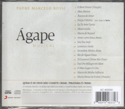 Cd Padre Marcelo Rossi - Ágape Musical