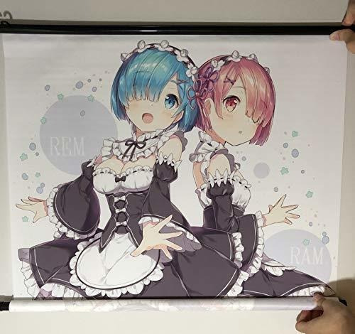 Póster Enmarcado De Anime Re Zero Rem Ram Con Ganchos 24 X