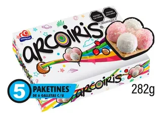 3 Pzas Galletas Gamesa Arcoiris Sabor Fresa Con Merengue Sab