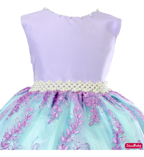 Vestido Infantil Pequena Sereia Ariel Princesa Fundo Do Mar