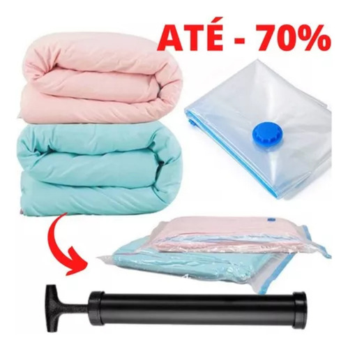 Kit Saco A Vácuo 80x100cm Organizar Roupas + Bomba De Sucção