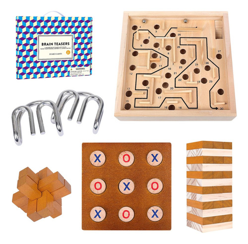 Gothink Juego De Mesa 5 En 1 Con Rompecabezas De Madera, Rom