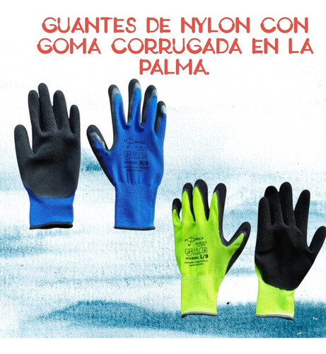 Guantes De Nylon Con Goma Corrugada En La Punta 