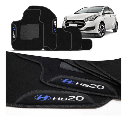 Tapete Hb20 2012 A 2018 Carpete Personalizado Preto Com Logo