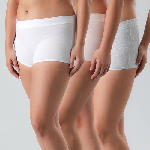 Pack 3x Calzones Boxer Short Algodón Mujer Flores 25009-1