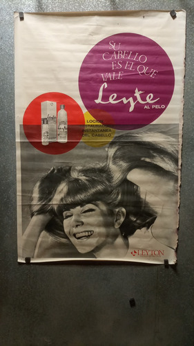 Afiche Antiguo Publicitario Loción Para El Cabello Leyte