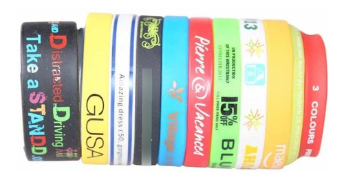 Imagen 4 de 9 de Brazaletes Pulseras Goma Importadas Material Pop Logo Pvc
