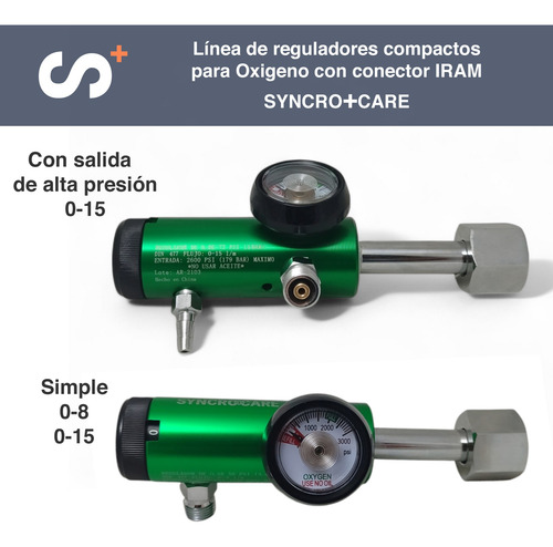 Regulador De Oxigeno Compacto Con Flow Clic + Salida Hp