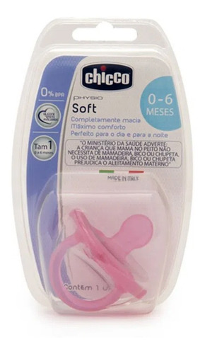 Chupeta Physio Soft Cor De Rosa 0 A 6 Meses Da Chicco 2711