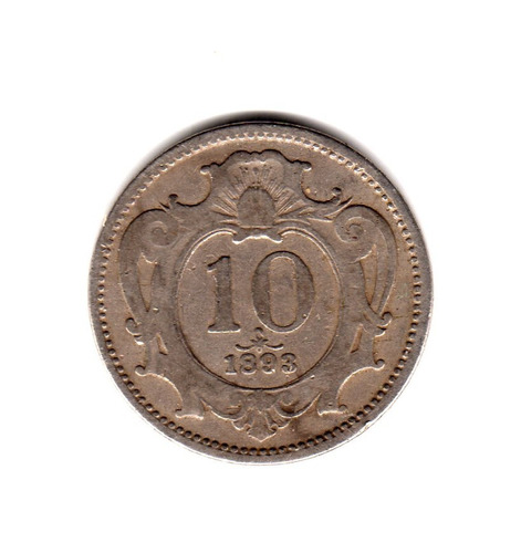 Austria Moneda 10 Heller Año 1893 Km#2802