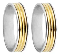 Comprar Par Alianzas Plata 950 Y Oro 18k 5mm Compromiso Matrimonio