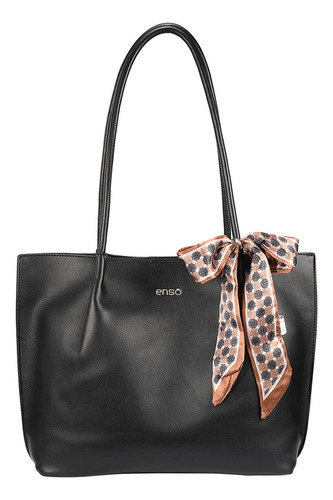 Bolsa Tote Enso Mujer Eb243301ttb Negro Acabado de los herrajes Oro Diseño de la tela Liso
