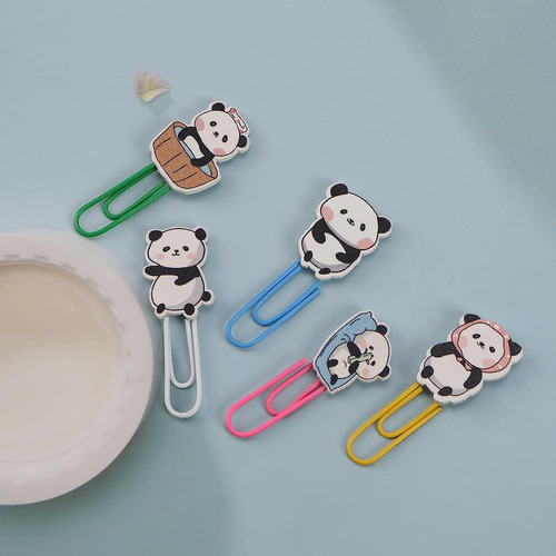 Micro Traders 40pcs Cute Panda Paperclips Bookmarks Metal Pl