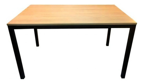 Mesa De Comedor Madera Y Hierro 120x80 Calidad Premium Tapa Marrón Claro Patas Negro