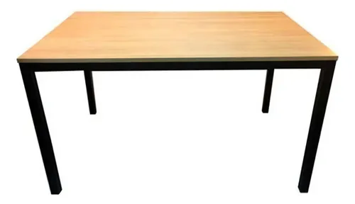 Mesa De Comedor Madera Y Hierro 120x80 Calidad Premium Tapa Marrón Claro Patas Negro