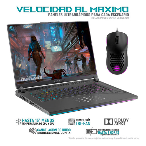 Laptop Gamer ASUS ROG Strix G16 NVIDIA GeForce RTX 4060 8GB Intel Core I7 13650HX 32GB RAM 1.5TB SSD 16" Windows 11 Home Teclado en Español Mouse DXT Gaming