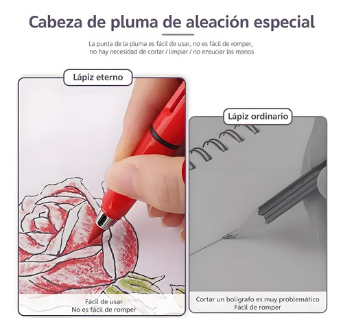 12 Lápices Infinito Mágico +borrador Incorporado, 24 Puntas