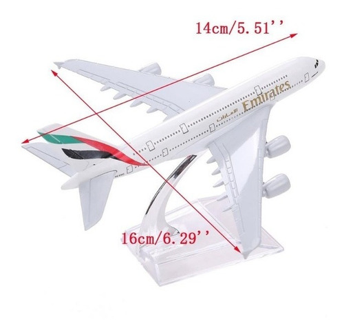 Airplane Miniatura Avião Comercial Emirates Em Metal