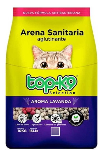 Arena Sanitaria Aglutinante Aroma Lavanda Top-k9 De 10kg Np